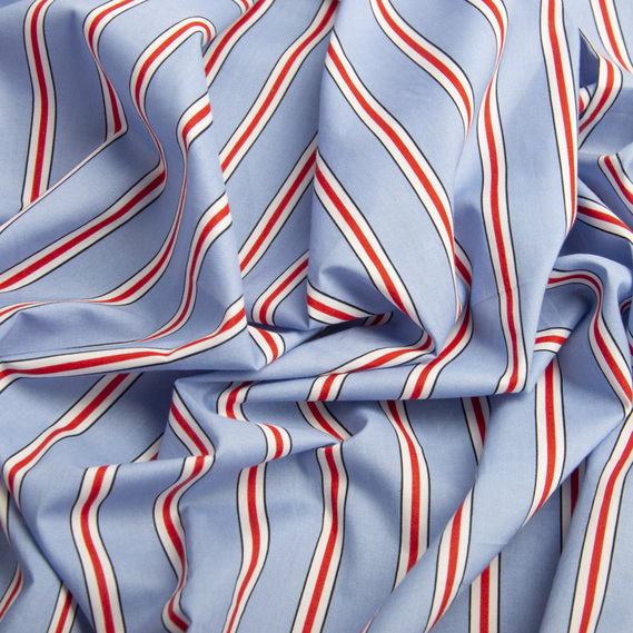 Тканина поплін стрейч Смуга т.блак/червоний, Смуга, фото 2