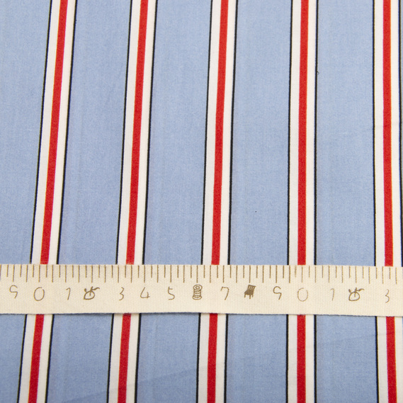 Тканина поплін стрейч Смуга т.блак/червоний, Смуга, фото 4