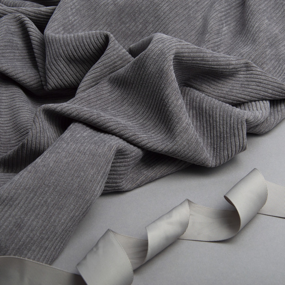 Ткань вельвет Manchester V-1146 т/сірий , фото 3