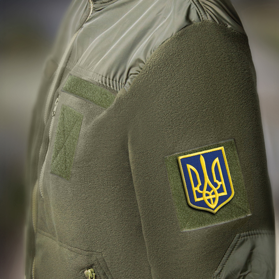 Набір шевронів 2 шт з липучкою Герб Тризуб України 6х8 жовтий на синьому, вишитий патч, фото 9