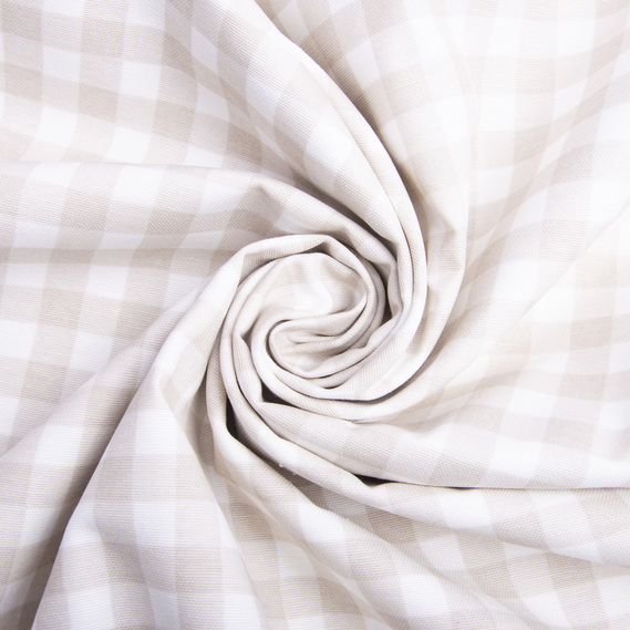 Тканина декоративна Клітинка з водовідштовхувальним просоченням, 180 см, 215 гр/м2, тканина для скатертин, штор, декору V-35 беж, фото 1