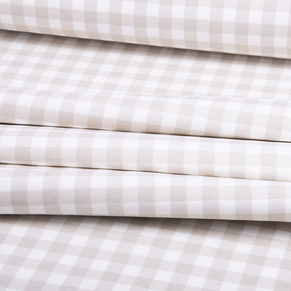 Тканина декоративна Клітинка з водовідштовхувальним просоченням, 180 см, 215 гр/м2, тканина для скатертин, штор, декору V-35 беж, фото 2