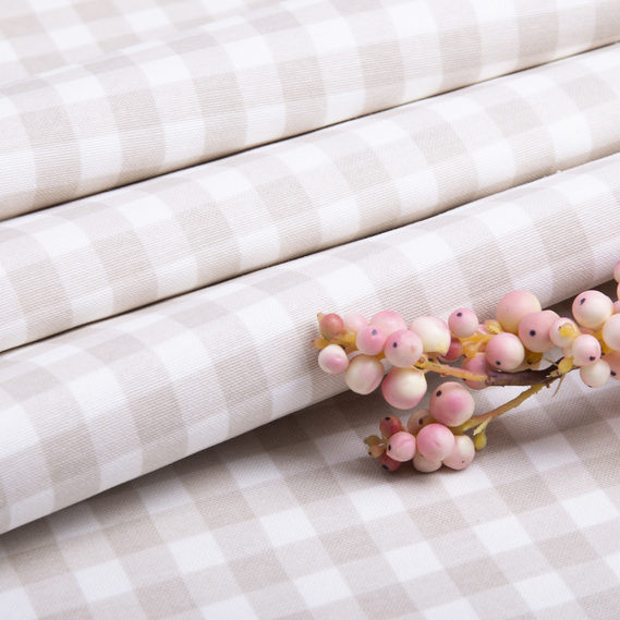 Тканина декоративна Клітинка з водовідштовхувальним просоченням, 180 см, 215 гр/м2, тканина для скатертин, штор, декору V-35 беж, фото 4