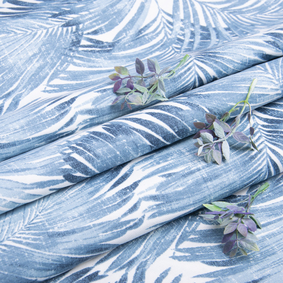 Тканина декоративна Папороть бавовна з водовідштовхувальним просоченням для скатертин, штор, декору V-9 денім, фото 5