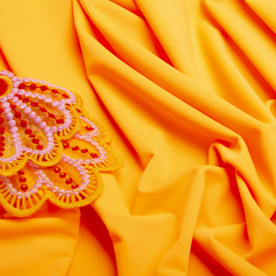 Ткань бифлекс матовый однотонный V-20(1390) неон помаранч, фото 3 Ткань бифлекс матовый однотонный V-20(1390) неон помаранч, фото 3