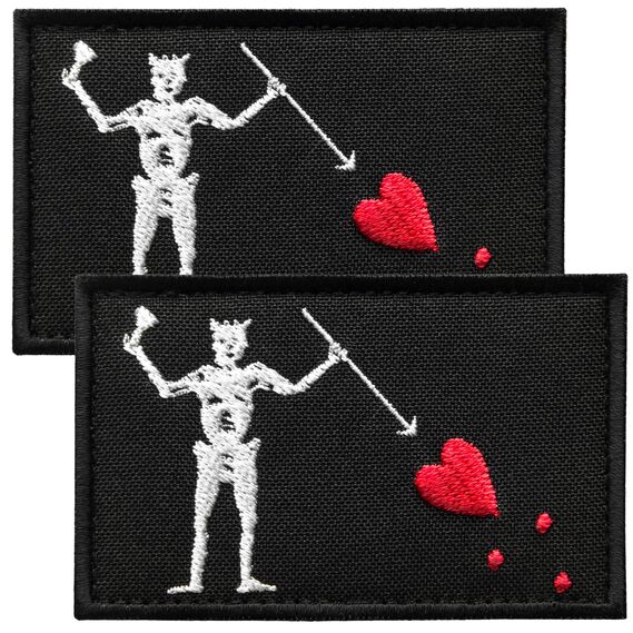 Набор шевронов 2 шт с липучкой Пират Чорна борода 5х8 см, вышитый патч нашивка шеврон липучка, фото 1