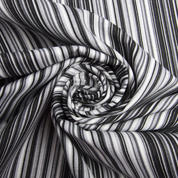 Тканина декоративна Смуги бавовна з водовідштовхувальним просоченням для скатертин, штор, декору V-073 чорно сіра, фото 1