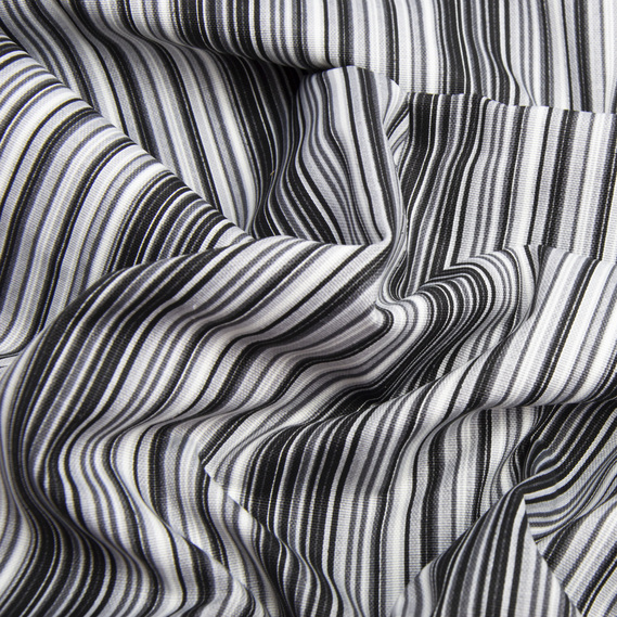 Тканина декоративна Смуги бавовна з водовідштовхувальним просоченням для скатертин, штор, декору V-073 чорно сіра, фото 2