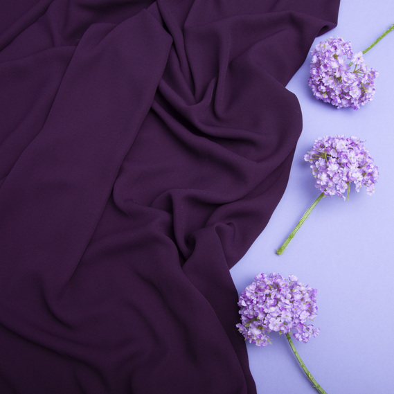 Ткань шифон креп 150 см 140 гр/м2 легкая, воздушная, матовая, для платьев, юбок, блуз, детской одежды баклажан, фото 3 Ткань шифон креп 150 см 140 гр/м2 легкая, воздушная, матовая, для платьев, юбок, блуз, детской одежды баклажан, фото 3