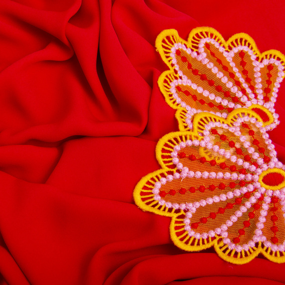 Chiffon crepe fabric 150 cm lightweight, airy, matte, for dresses, skirts, blouses, children’s clothing червоний , фото 3