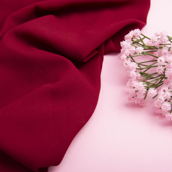 Тканина шифон креп 150 см 140 гр/м2 легка, повітряна, матова, для суконь, спідниць, блузок, дитячого одягу вишня , фото 3