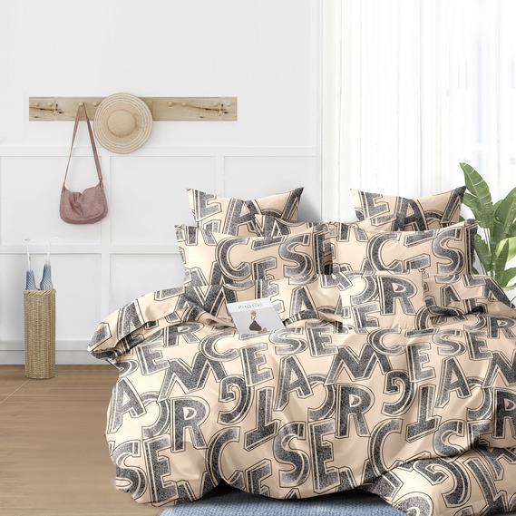 SATIN fabric S-247-A літери персик, фото 1