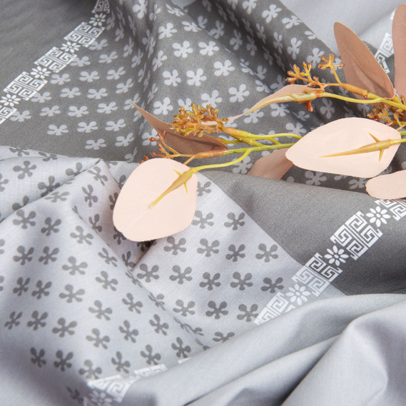 SATIN fabric S-310-A клітина сіра, фото 4