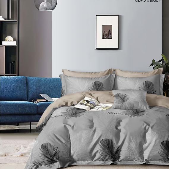 Тканина бавовна сатин для постільної білизни, натуральна тканина, постільна білизна 120 гр/м2 S-308-A пір`ячко сіре, фото 1