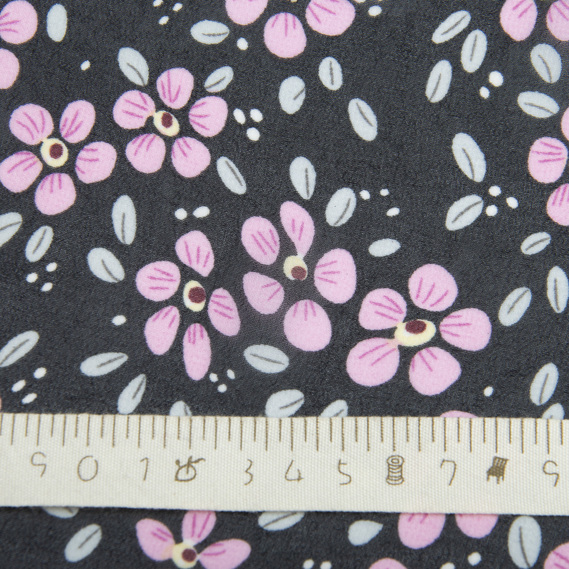 Тканина плательна шифон Марічка чорно/бузок, фото 4