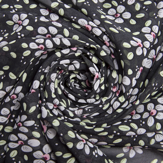 Тканина плательна шифон Марічка чорно/сірий, фото 1