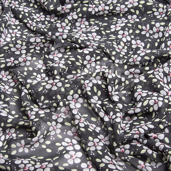 Тканина плательна шифон Марічка чорно/сірий, фото 2