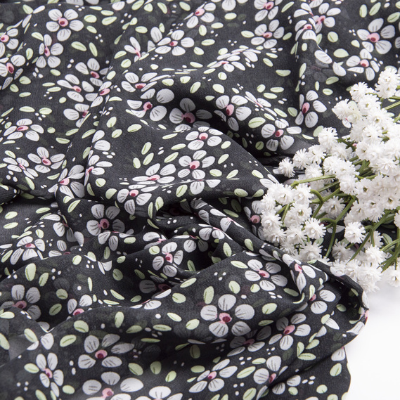 Тканина плательна шифон Марічка чорно/сірий, фото 3