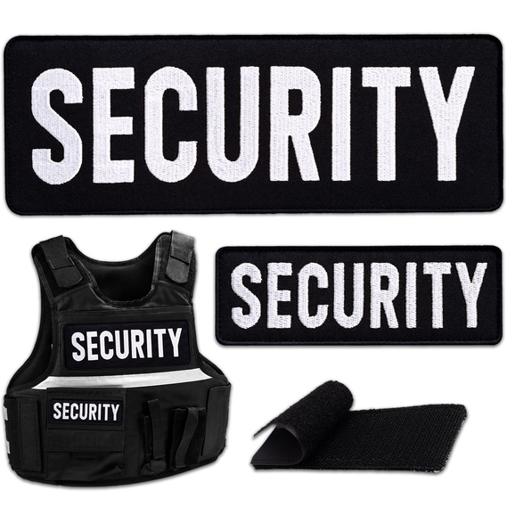 Набор шевронов 2 шт с липучкой SECURITY ОХРАНА 9х25 и 4,5х12,5 см, вышитый патч, фото 1