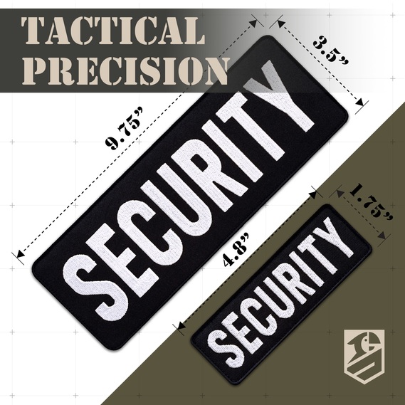 Набор шевронов 2 шт с липучкой SECURITY ОХРАНА 9х25 и 4,5х12,5 см, вышитый патч, фото 2