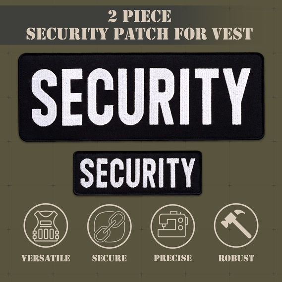 Набор шевронов 2 шт с липучкой SECURITY ОХРАНА 9х25 и 4,5х12,5 см, вышитый патч, фото 3