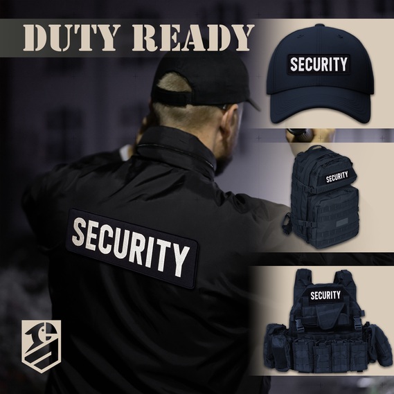 Набор шевронов 2 шт с липучкой SECURITY ОХРАНА 9х25 и 4,5х12,5 см, вышитый патч, фото 4