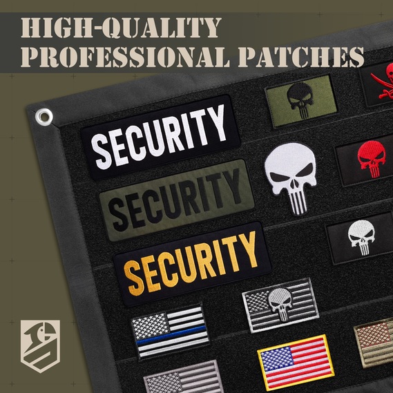 Набор шевронов 2 шт с липучкой SECURITY ОХРАНА 9х25 и 4,5х12,5 см, вышитый патч, фото 5
