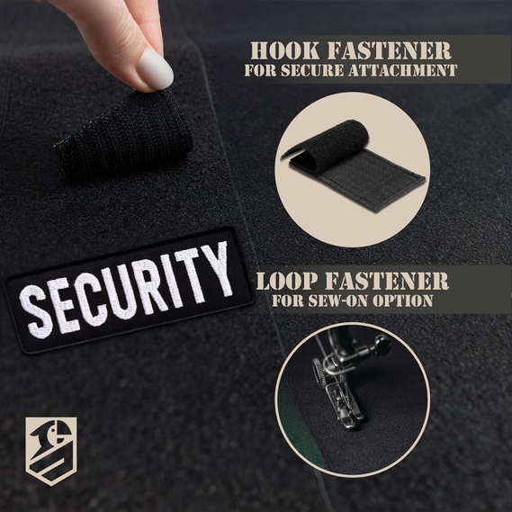 Набор шевронов 2 шт с липучкой SECURITY ОХРАНА 9х25 и 4,5х12,5 см, вышитый патч, фото 6