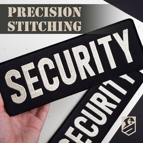 Набор шевронов 2 шт с липучкой SECURITY ОХРАНА 9х25 и 4,5х12,5 см, вышитый патч, фото 7