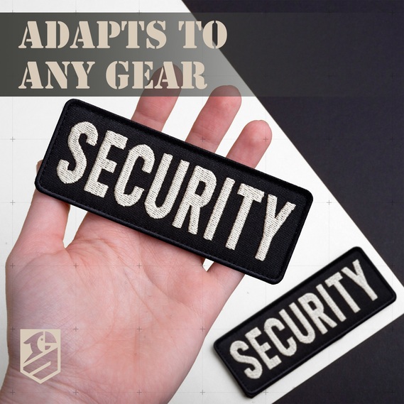 Набор шевронов 2 шт с липучкой SECURITY ОХРАНА 9х25 и 4,5х12,5 см, вышитый патч, фото 8