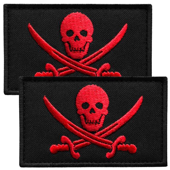 Набір шевронів 2 шт з липучкою Пірат Jolly Roger 5х8 см, фото 1