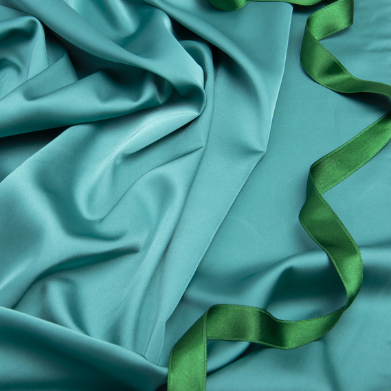 Ткань шелк сатин Armani 145 см 98 гр/м2 для вечерних платьев, блуз, атласная, шелковая т/бірюза, фото 3