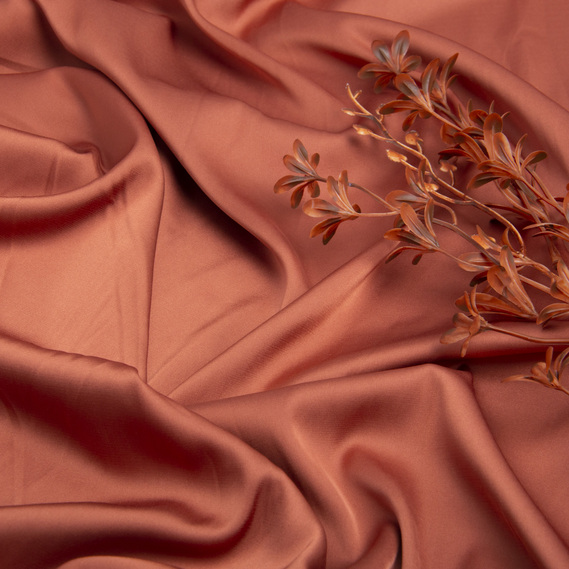 Ткань шелк сатин Armani 145 см 98 гр/м2 для вечерних платьев, блуз, атласная, шелковая V-109 мідь, фото 3