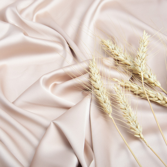 Тканина шовк сатин Armani 145 см 98 гр/м2, блискуча тканина для вечірніх суконь, блуз атласна, шовкова V-36 св/беж, фото 3