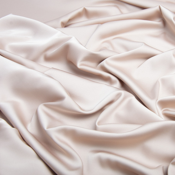 Ткань шелк сатин Armani 145 см 98 гр/м2 для вечерних платьев, блуз, атласная, шелковая беж, фото 2