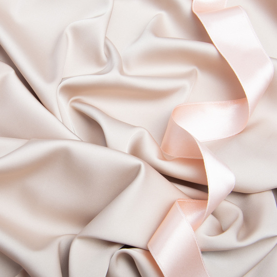 Ткань шелк сатин Armani 145 см 98 гр/м2 для вечерних платьев, блуз, атласная, шелковая беж, фото 3
