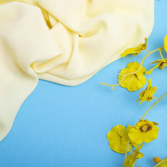 Chiffon crepe fabric 150 cm lightweight, airy, matte, for dresses, skirts, blouses, children’s clothing лимон, фото 3 Chiffon crepe fabric 150 cm lightweight, airy, matte, for dresses, skirts, blouses, children’s clothing лимон, фото 3