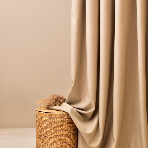 Solid Color Natural Curtain Fabric V-101 беж, фото 5