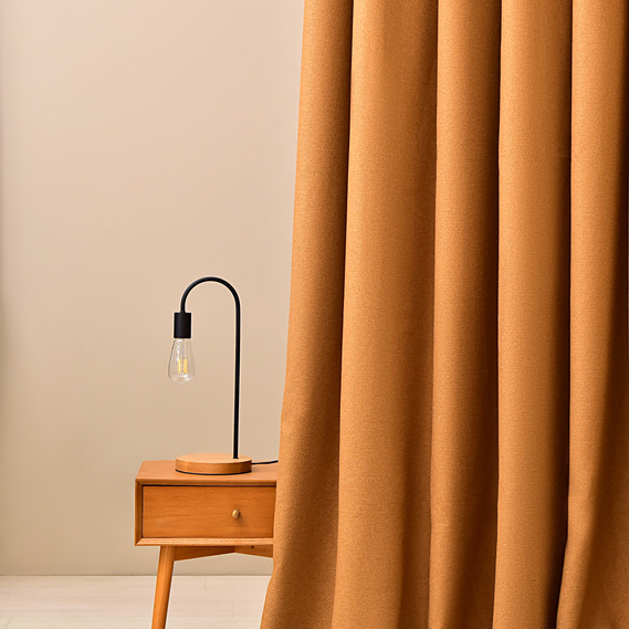 Тканина портьєрна однотонна Naturel  V-107 гірчиця, фото 5