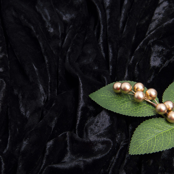 Тканина велюр однотонний V-1001 чорний, фото 3