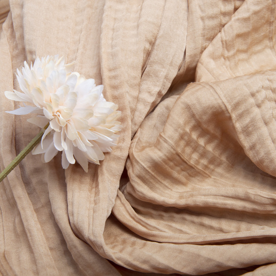 Тканина плательна шовк креш Джура 108 гр/м2 беж, фото 3
