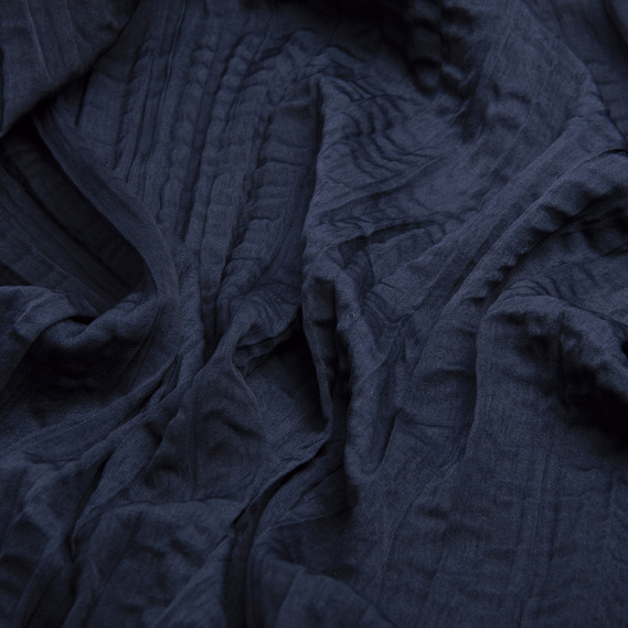 Тканина плательна шовк креш Джура 108 гр/м2 т/синій, фото 2