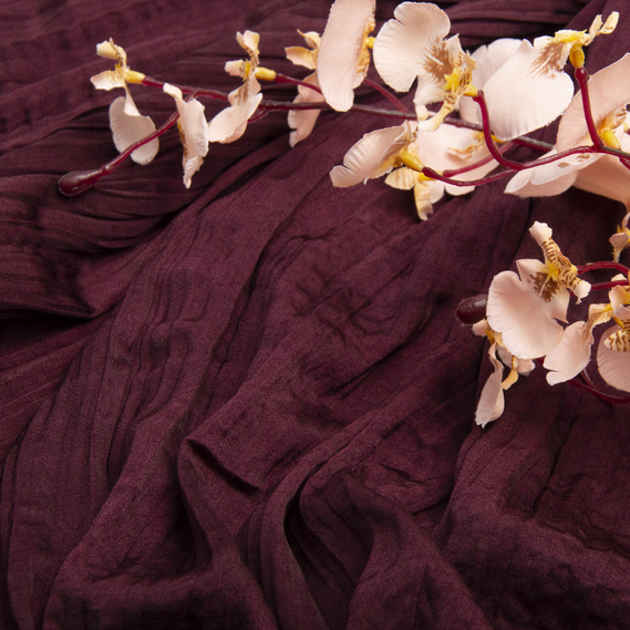 Тканина плательна шовк креш Джура 108 гр/м2 бордо, фото 3