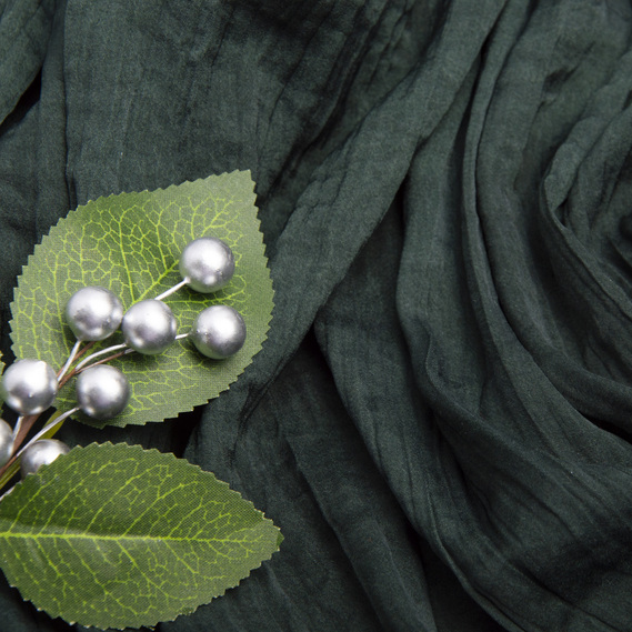 Тканина плательна шовк креш Джура 108 гр/м2 т/зелена, фото 3