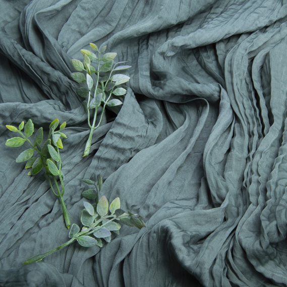 Тканина плательна шовк креш Джура 108 гр/м2 т/ментол, фото 3