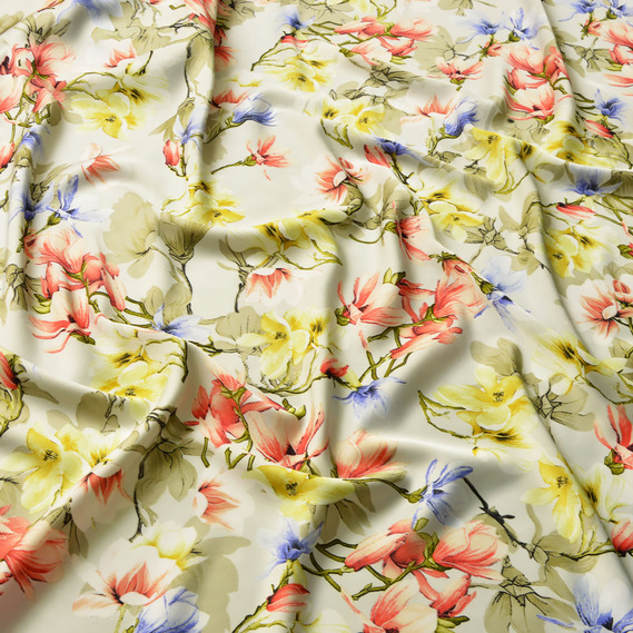 Тканина атлас шовк-сатин Armani V-6/2 сакура світло сіра, фото 2 Тканина атлас шовк-сатин Armani V-6/2 сакура світло сіра, фото 2