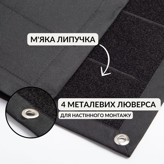 Патч Борд тактичний 40х60 см для шевронів нашивок та нагород складна панель-стенд з липучкою для колекціонерів та військових чорний, фото 4