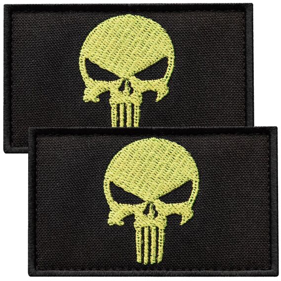Set of chevrons 2 pcs with Velcro PUNISHER yellow skull 5x8 cm, фото 1 Set of chevrons 2 pcs with Velcro PUNISHER yellow skull 5x8 cm, фото 1