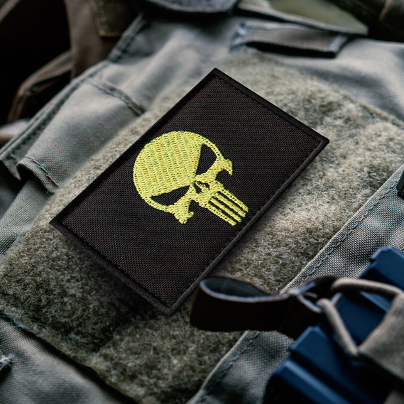 Set of chevrons 2 pcs with Velcro PUNISHER yellow skull 5x8 cm, фото 2 Set of chevrons 2 pcs with Velcro PUNISHER yellow skull 5x8 cm, фото 2