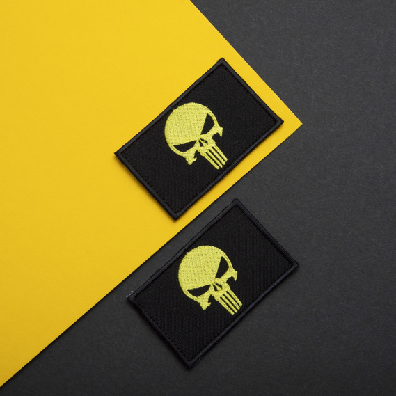Set of chevrons 2 pcs with Velcro PUNISHER yellow skull 5x8 cm, фото 5 Set of chevrons 2 pcs with Velcro PUNISHER yellow skull 5x8 cm, фото 5